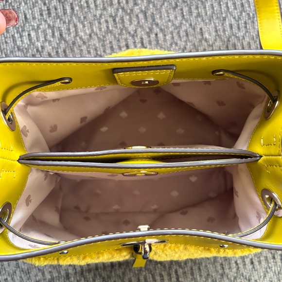♠️NWT Kate Spade New York Marti Faux Fur Small Bucket Bag Citron Sapphire - Picture 14 of 16